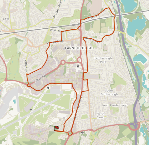 test routes - Farnborough (12 routes)